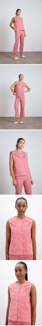 DAMSON MADDER (W) MARI GILET (RED GINGHAM)