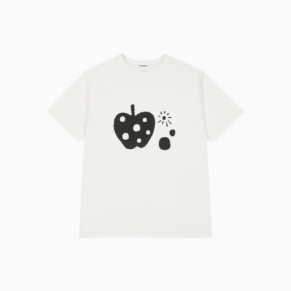 OHESHIO APPLE DOT OVERFIT T-SHIRT, IVORY