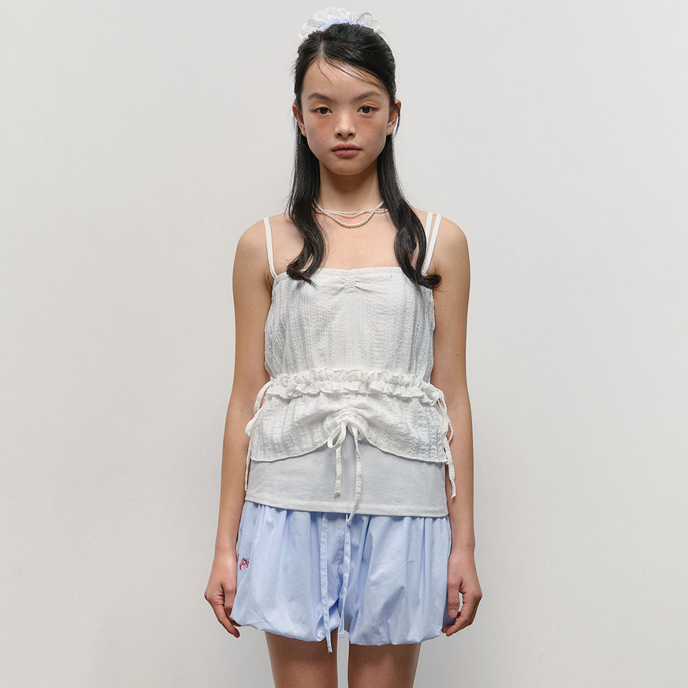 typeservice Layered Shirring Strap Top [White]