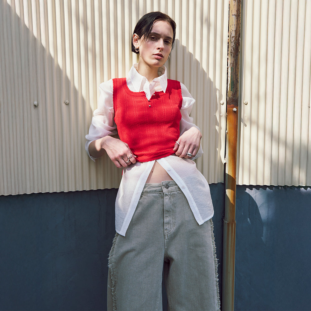 RAIVE Creased See-through Shirt VW5MB118_3color