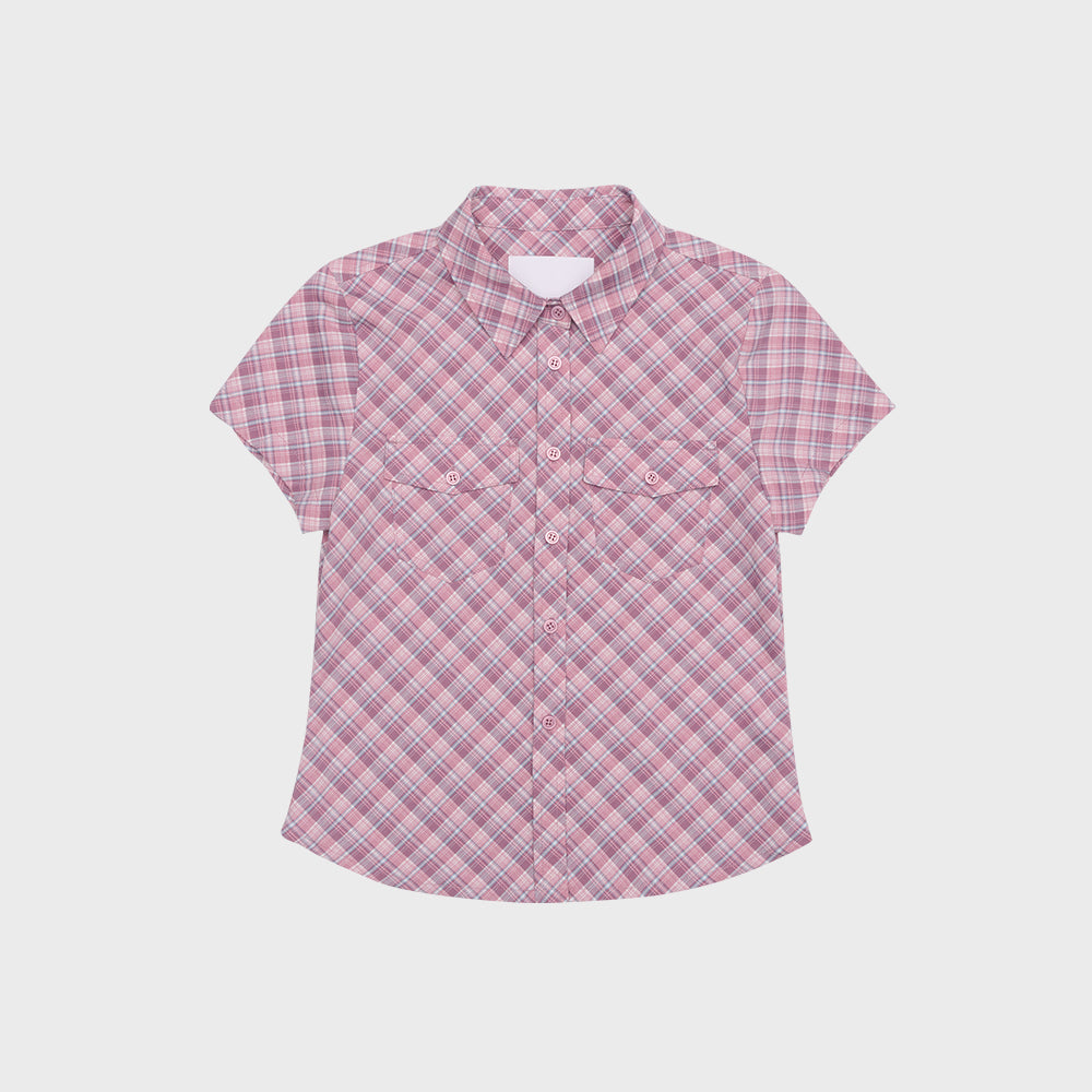 ames worldwide CHECK SHORT SLEEVE SHIRTS PINK