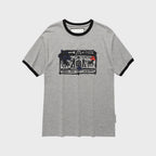 THEVINYLHOUSE COWBOY PICTOGRAM RINGER TEE GREY
