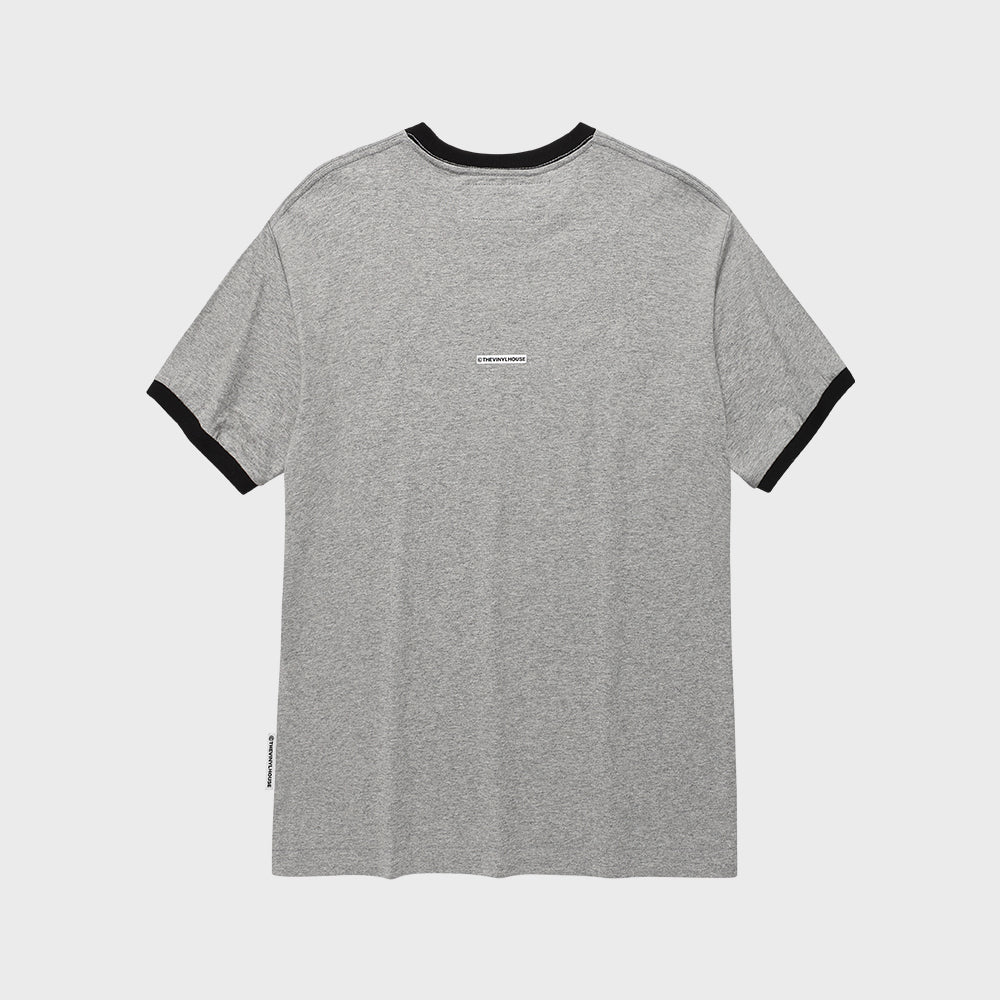 THEVINYLHOUSE COWBOY PICTOGRAM RINGER TEE GREY