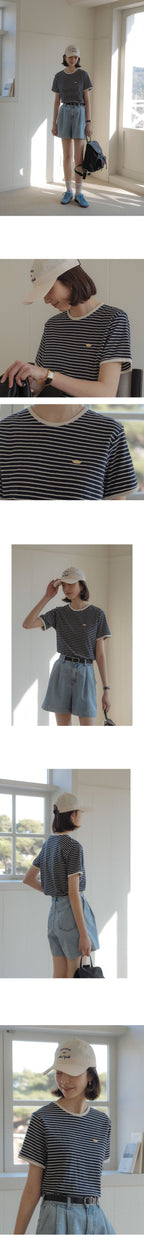 TILLIDIE Cotton stripe T-shirt[2color]