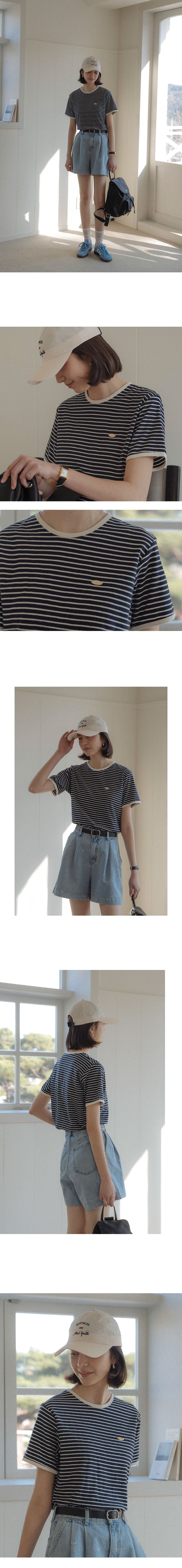 TILLIDIE Cotton stripe T-shirt[2color]
