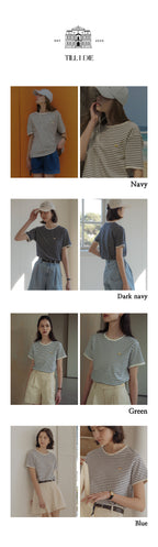 TILLIDIE Cotton stripe T-shirt[2color]