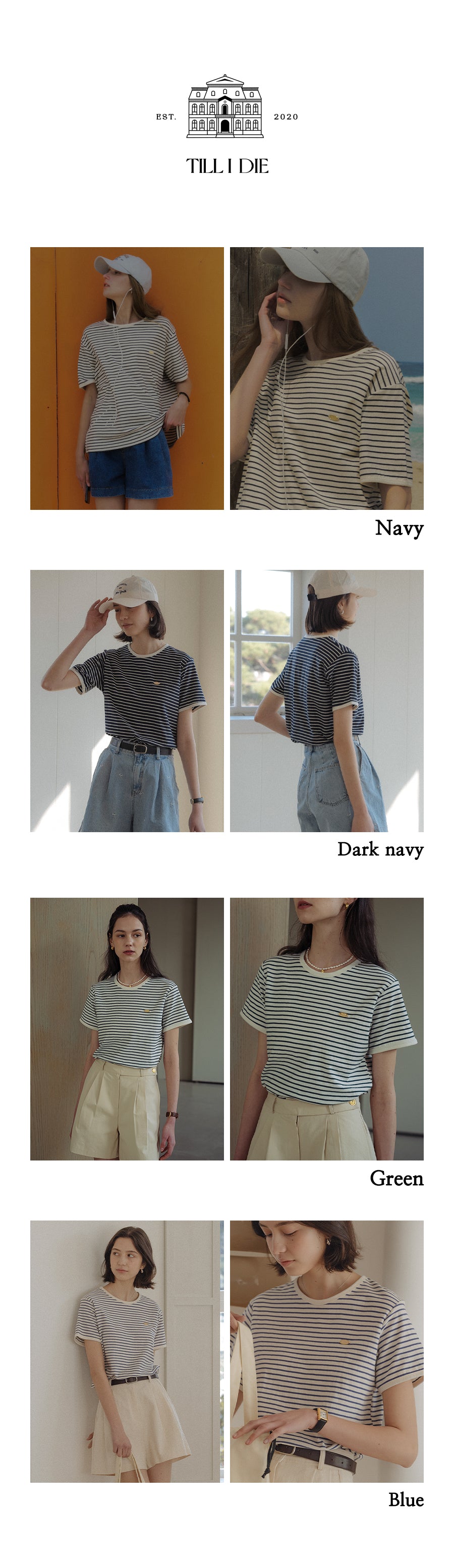 TILLIDIE Cotton stripe T-shirt[2color]