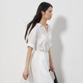 NOTIA COLLAR ROLL-UP BLOUSE - WHITE