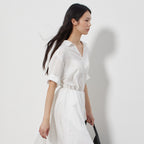 NOTIA COLLAR ROLL-UP BLOUSE - WHITE