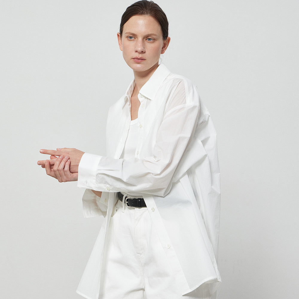 NOTIA OVER FIT DOUBLE TAP SHIRTS - WHITE