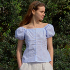 LETTER FROM MOON [Sequential delivery on 7/21] Rosie lace puff blouse (striped)