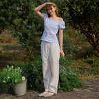 LETTER FROM MOON [Sequential delivery on 7/21] Rosie lace puff blouse (striped)
