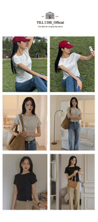 TILLIDIE Bunny half sleeve volume ringer t-shirt_Melange