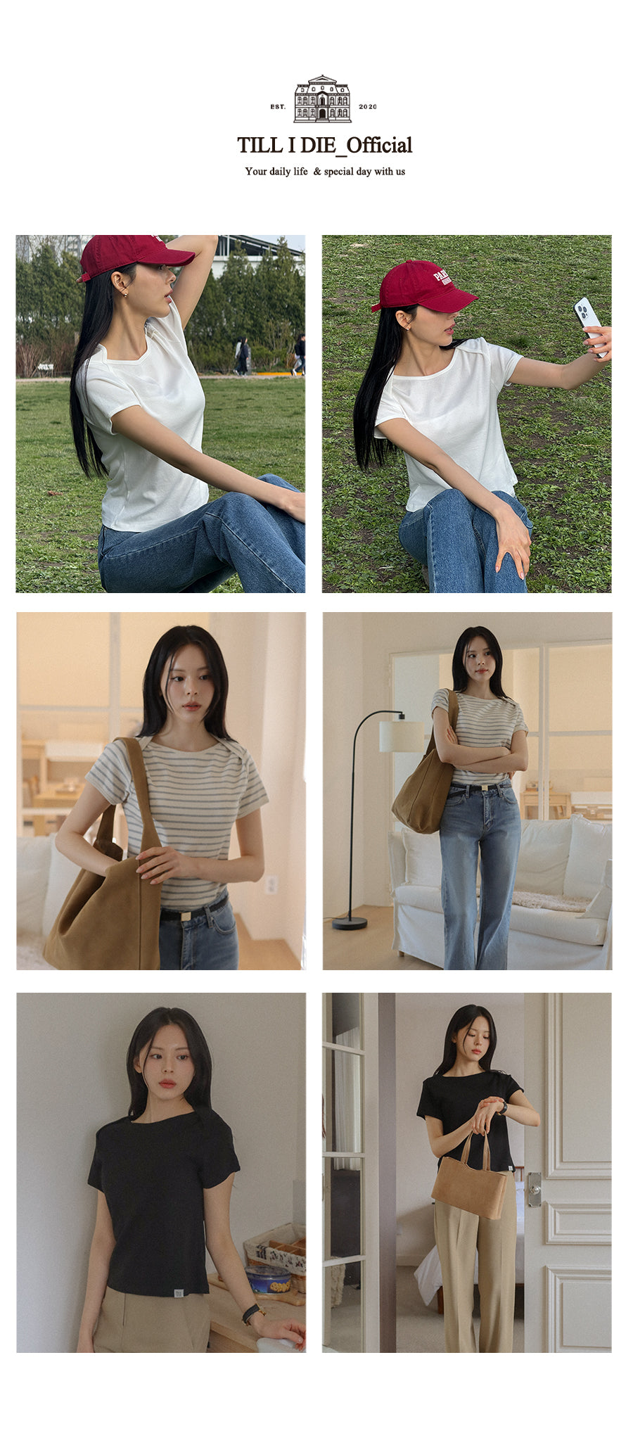TILLIDIE Bunny half sleeve volume ringer t-shirt_Melange