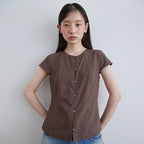 STEP AROUND Cap sleeve blouse_BROWN