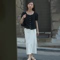 STEP AROUND Tuck detail puff blouse_BLACK