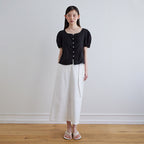 STEP AROUND Tuck detail puff blouse_BLACK