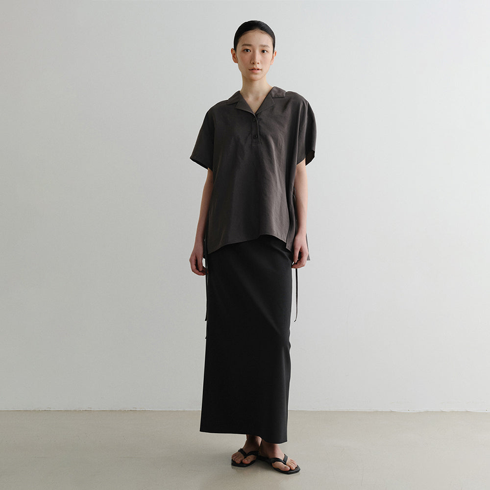EAAH RAYON DRAWSTRING BLOUSE (CHARCOAL)
