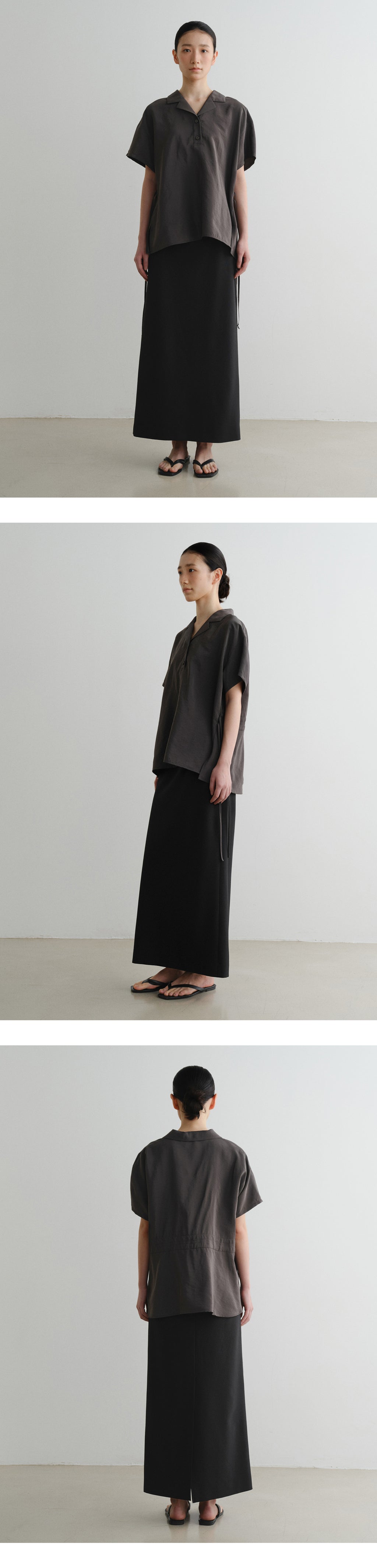 EAAH RAYON DRAWSTRING BLOUSE (CHARCOAL)