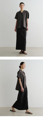 EAAH RAYON DRAWSTRING BLOUSE (CHARCOAL)