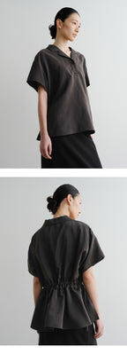 EAAH RAYON DRAWSTRING BLOUSE (CHARCOAL)
