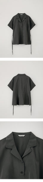 EAAH RAYON DRAWSTRING BLOUSE (CHARCOAL)