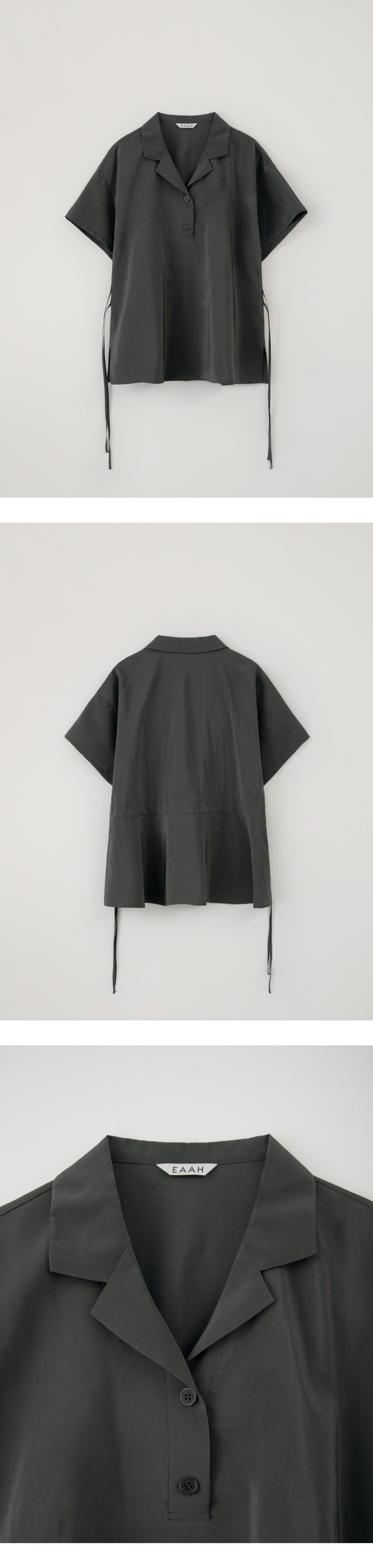 EAAH RAYON DRAWSTRING BLOUSE (CHARCOAL)