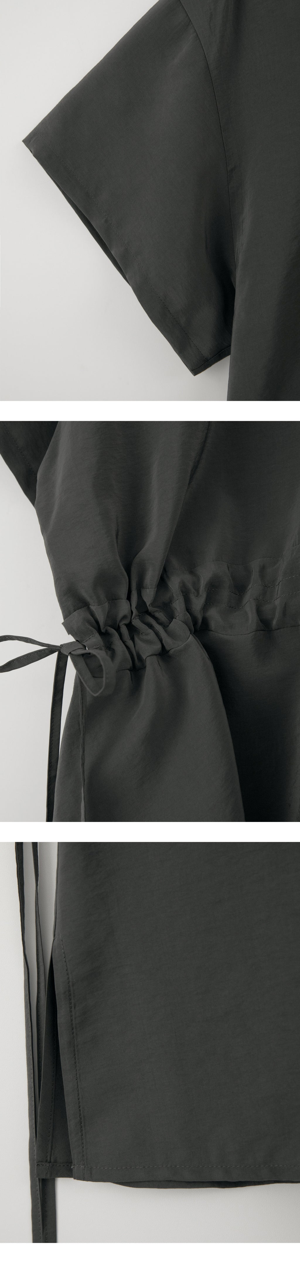 EAAH RAYON DRAWSTRING BLOUSE (CHARCOAL)