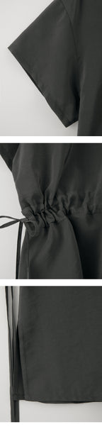 EAAH RAYON DRAWSTRING BLOUSE (CHARCOAL)