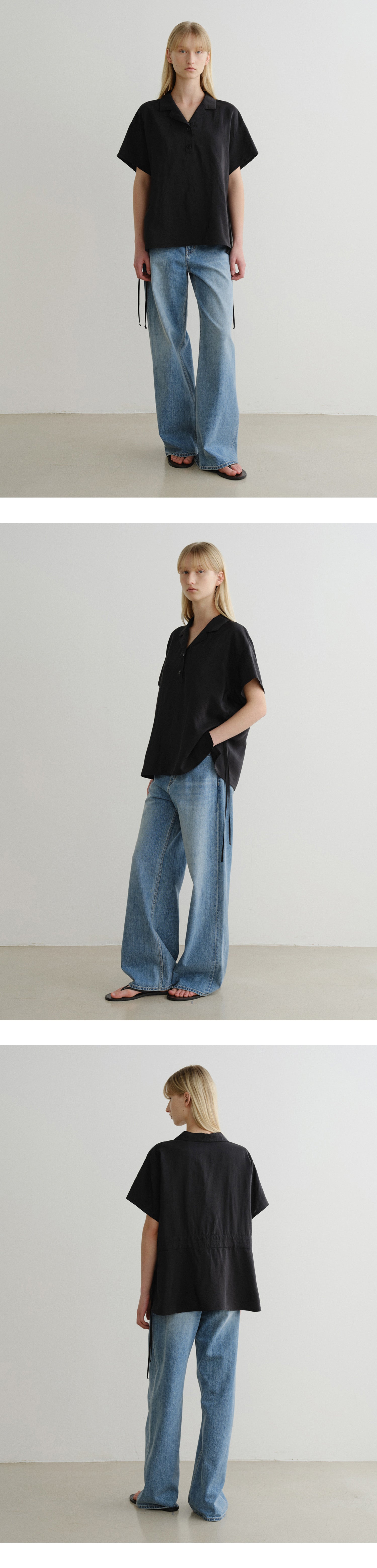 EAAH RAYON DRAWSTRING BLOUSE (BLACK)