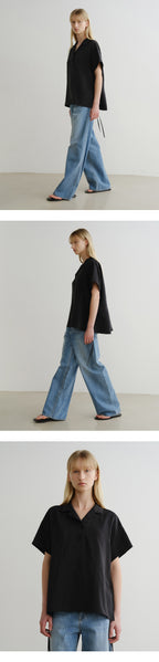 EAAH RAYON DRAWSTRING BLOUSE (BLACK)