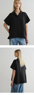 EAAH RAYON DRAWSTRING BLOUSE (BLACK)