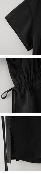 EAAH RAYON DRAWSTRING BLOUSE (BLACK)