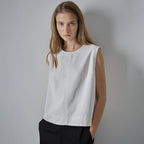 FACADE PATTERN Denim sleeveless top_clean white