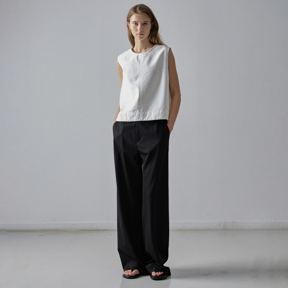 FACADE PATTERN Denim sleeveless top_clean white