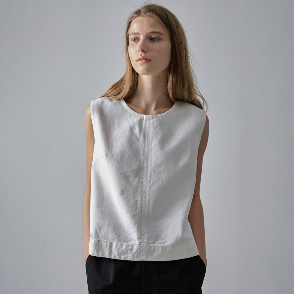 FACADE PATTERN Denim sleeveless top_clean white