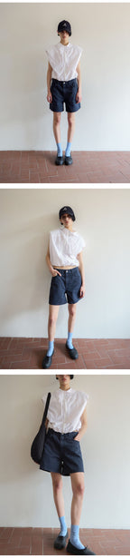 LEVAR LEVAR Classic Staple Denim Shorts - Stone Navy
