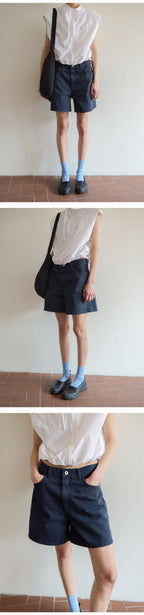 LEVAR LEVAR Classic Staple Denim Shorts - Stone Navy