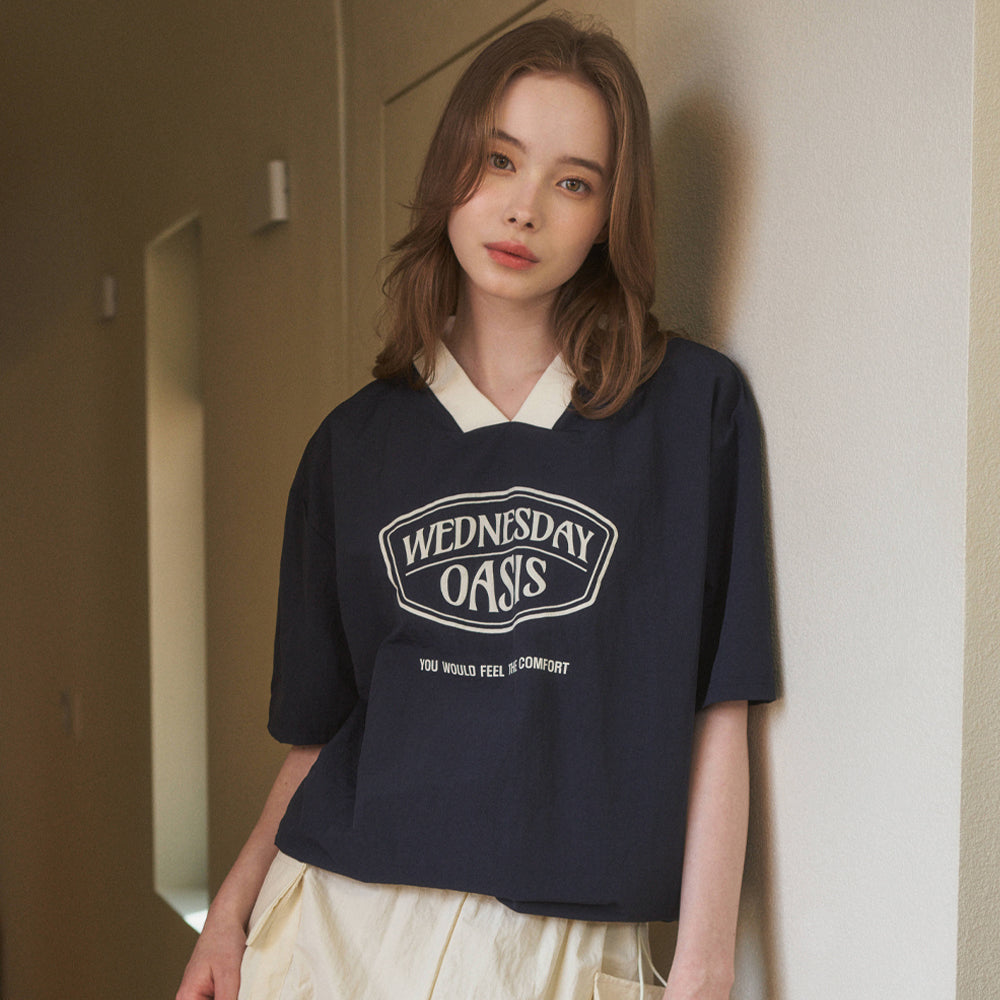 WEDNESDAYOASIS W/Signature Nylon Raglan T-shirt _Navy