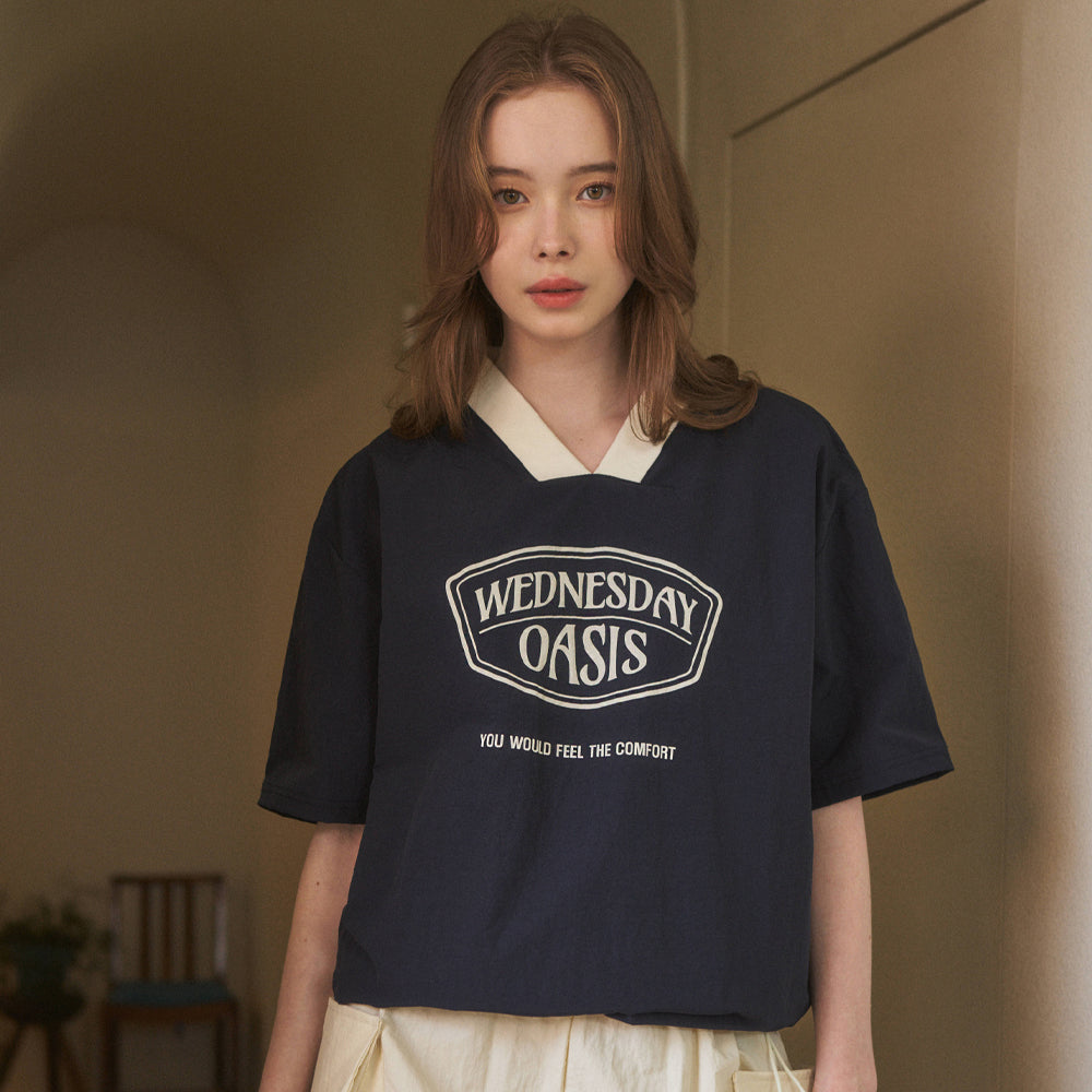 WEDNESDAYOASIS W/Signature Nylon Raglan T-shirt _Navy