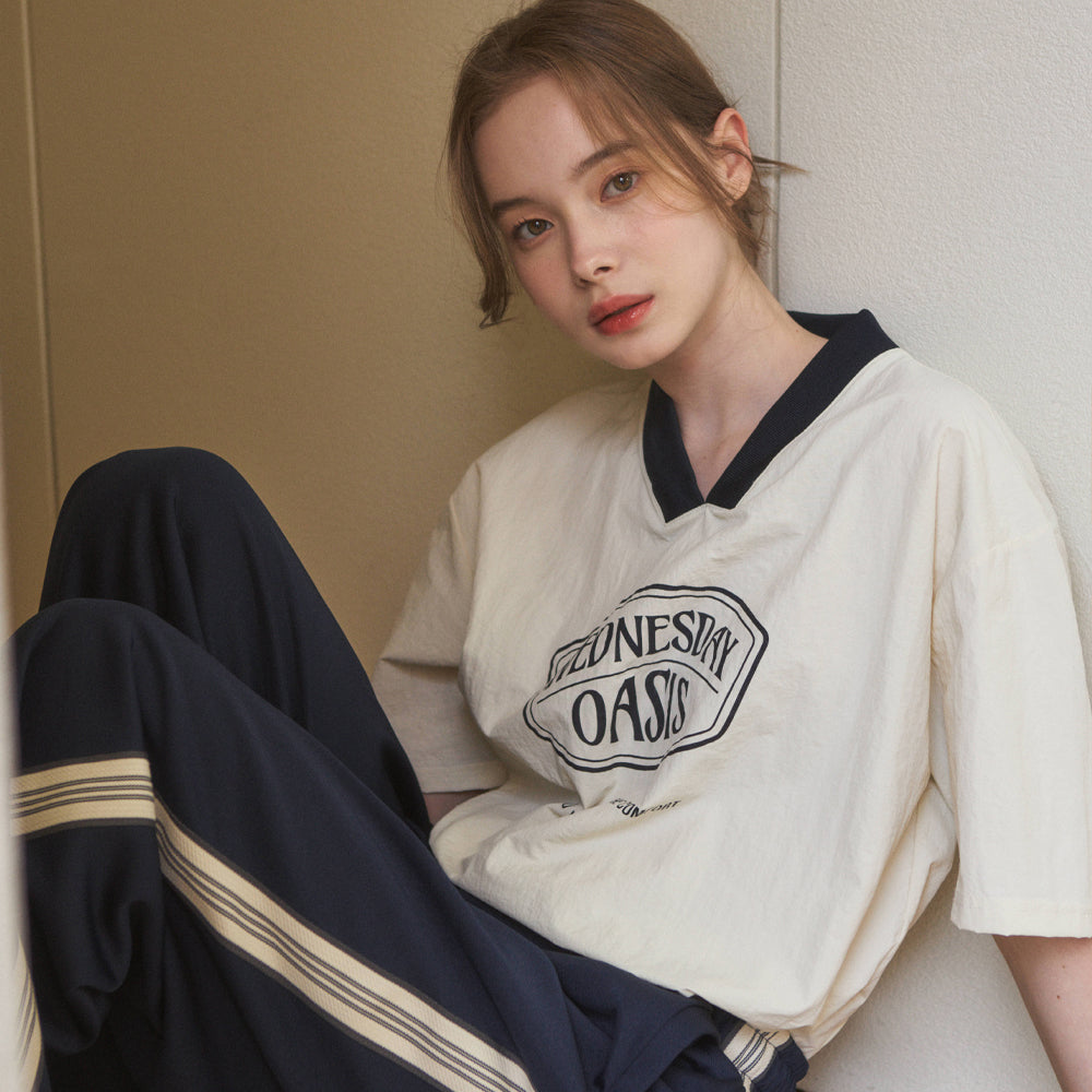 WEDNESDAYOASIS W/Signature Nylon Raglan T-shirt _Ivory