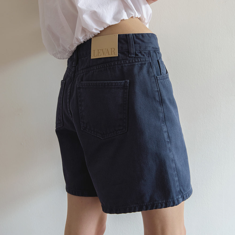 LEVAR LEVAR Classic Staple Denim Shorts - Stone Navy