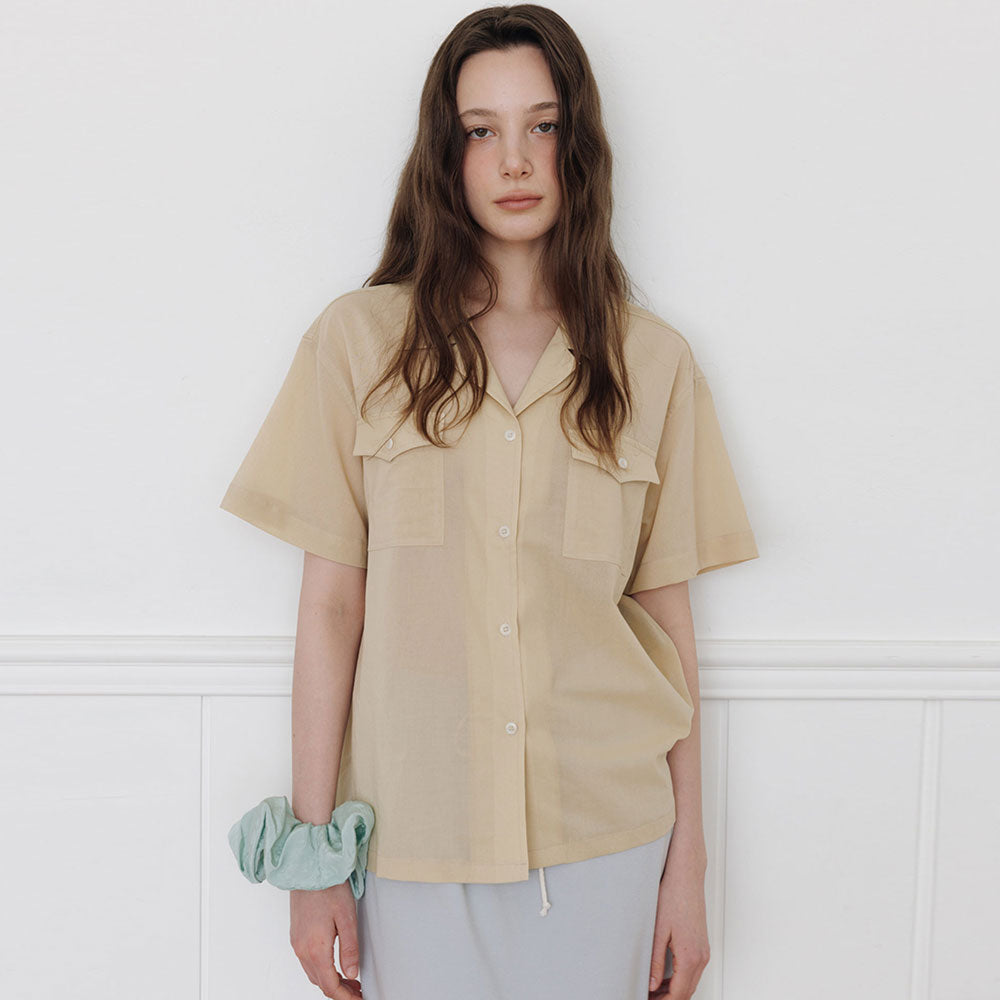 THE RYE Pocket Half Sleeve Shirt(Beige)