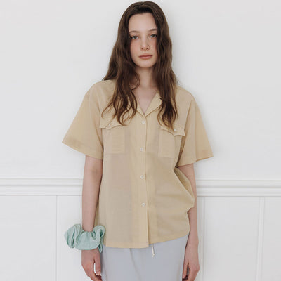 Pocket Half Sleeve Shirt(Beige)