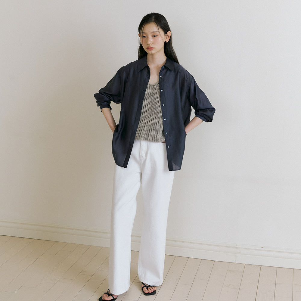 LINGSEOUL tencel basic shirt-charcoal