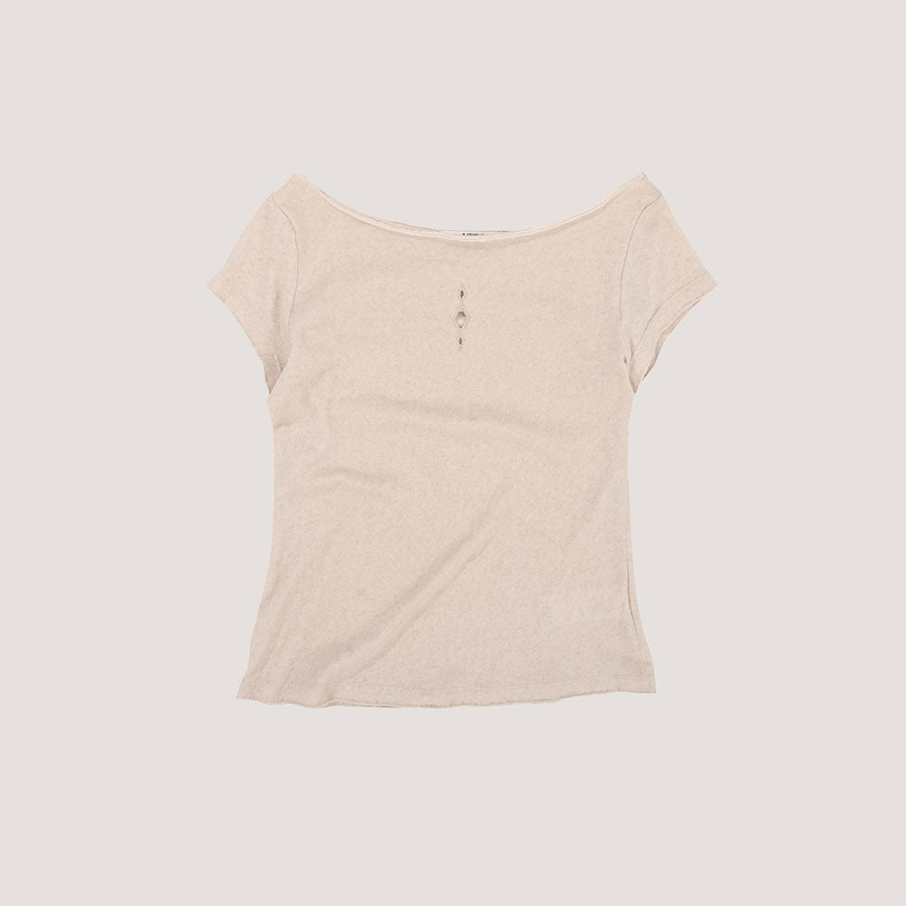 VERSO Natural Embroidery Boatneck Top