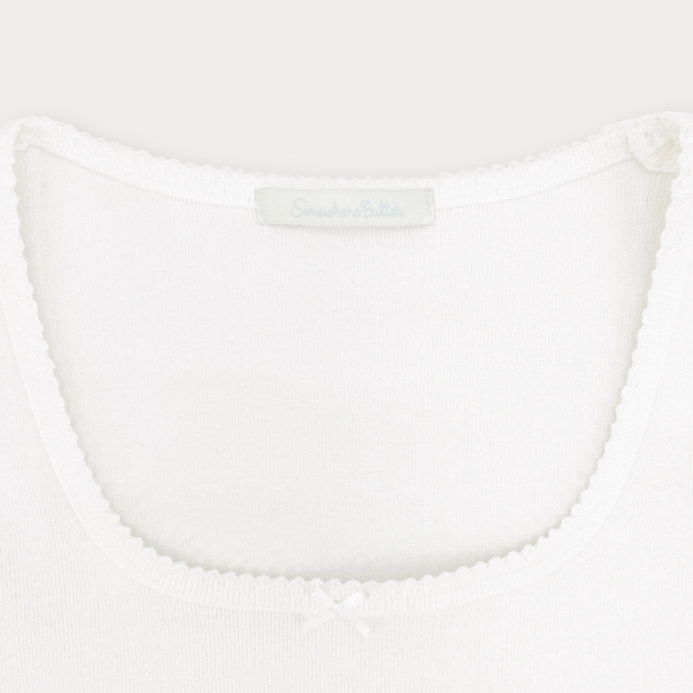 SOMEWHEREBUTTER [3rd] Ribbon Square Top - Ivory