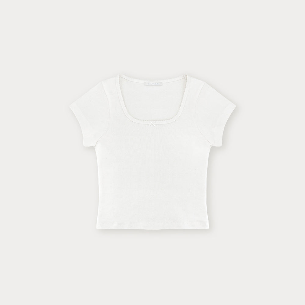 SOMEWHEREBUTTER [3rd] Ribbon Square Top - Ivory