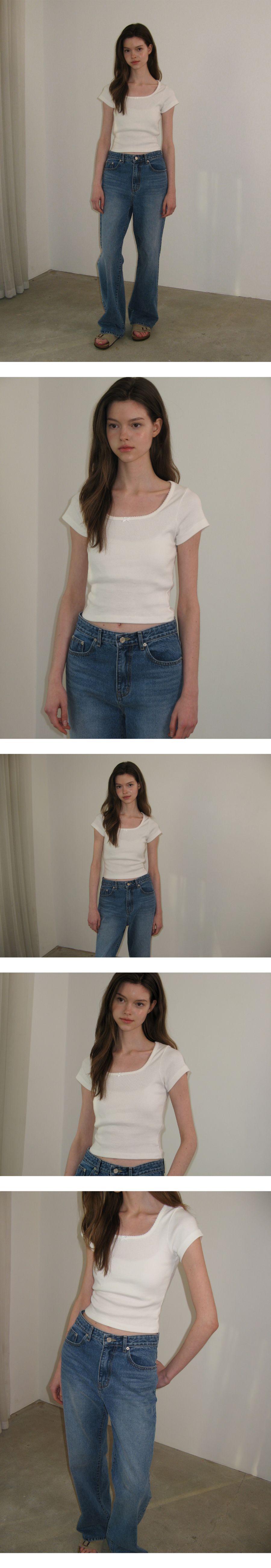 SOMEWHEREBUTTER [3rd] Ribbon Square Top - Ivory