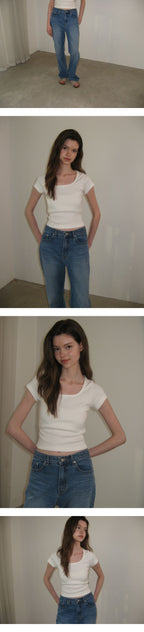 SOMEWHEREBUTTER [3rd] Ribbon Square Top - Ivory
